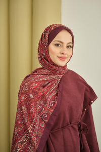 Etnik Desen Soft Şal Mürdüm