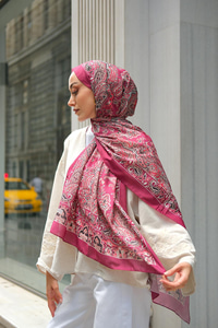 Etnik Desen Soft Şal Mürdüm