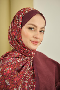 Etnik Desen Soft Şal Mürdüm