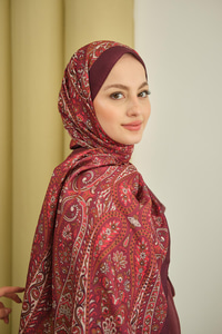 Etnik Desen Soft Şal Mürdüm