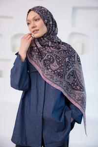 Etnik Desen Soft Şal Pudra