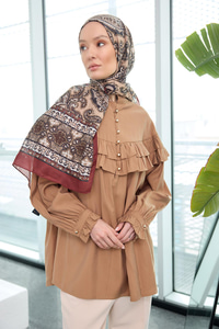 Etnik Desen Soft Şal Taba