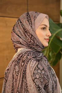 Etnik Desen Soft Şal Vizon