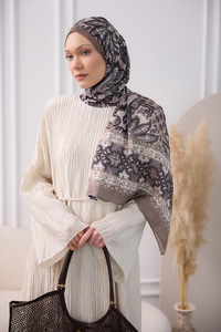 Etnik Desen Soft Şal Vizon