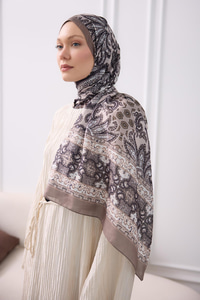 Etnik Desen Soft Şal Vizon