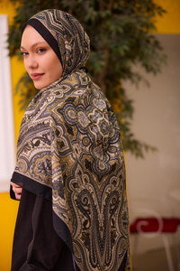 Etnik Desen Soft Şal Yağ Yeşil