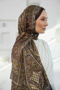 Etnik Desen Soft Şal Yağ Yeşil