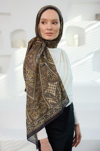 Etnik Desen Soft Şal Yağ Yeşil