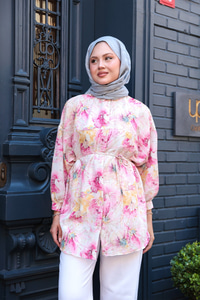 Etnik Desenli Gömlek Fuşya