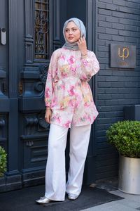 Etnik Desenli Gömlek Fuşya