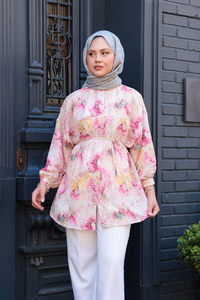 Etnik Desenli Gömlek Fuşya