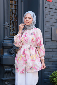 Etnik Desenli Gömlek Fuşya