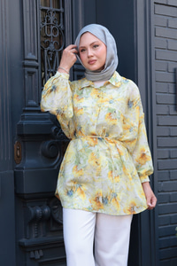 Etnik Desenli Gömlek Sarı