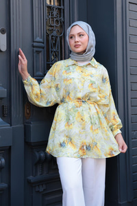 Etnik Desenli Gömlek Sarı