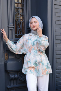 Etnik Desenli Gömlek Yeşil