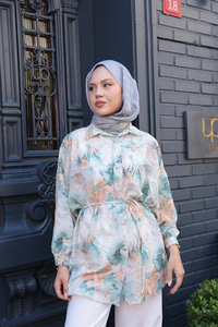 Etnik Desenli Gömlek Yeşil