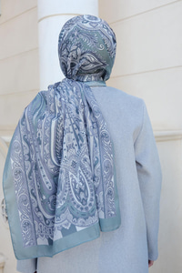 Etnik Desenli Şal Haki Yeşil