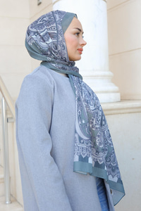 Etnik Desenli Şal Haki Yeşil