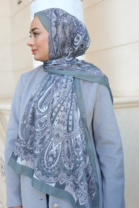 Etnik Desenli Şal Haki Yeşil