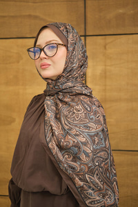 Etnik Yaprak Desen Şal Açık Kahve