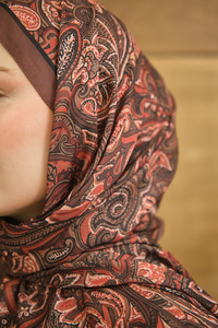 Etnik Yaprak Desen Şal Kahverengi