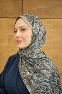 Etnik Yaprak Desen Şal Kül