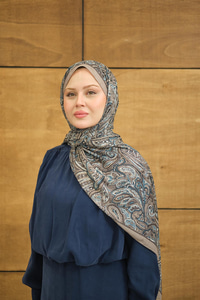 Etnik Yaprak Desen Şal Kül