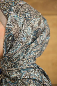 Etnik Yaprak Desen Şal Kül