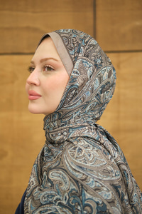 Etnik Yaprak Desen Şal Kül