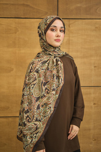 Etnik Yaprak Desen Şal Yeşil