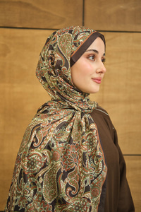 Etnik Yaprak Desen Şal Yeşil