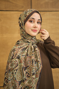 Etnik Yaprak Desen Şal Yeşil