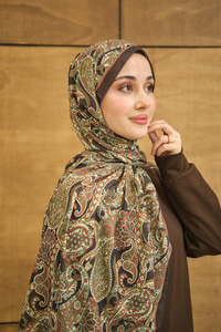 Etnik Yaprak Desen Şal Yeşil