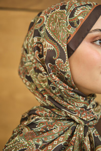 Etnik Yaprak Desen Şal Yeşil