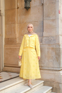 Fermuar Detay Etekli Takım Sarı