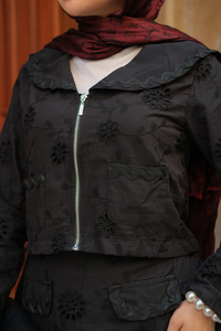 Fermuar Detay Etekli Takım Siyah