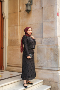 Fermuar Detay Etekli Takım Siyah