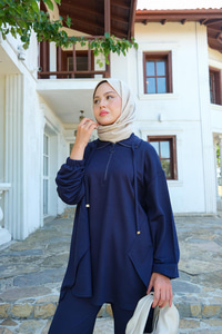 Fermuar Detay İkili Takım Lacivert