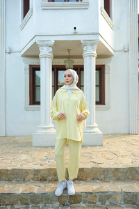 Fermuar Detay İkili Takım Sarı