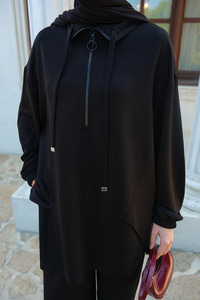 Fermuar Detay İkili Takım Siyah