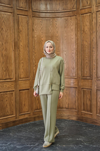 Fermuar Detay İkili Takım Yeşil