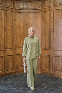 Fermuar Detay İkili Takım Yeşil