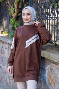 Uygun Fiyatlı FERMUAR DETAY SWEAT KAHVERENGI | Loccomoda.com 