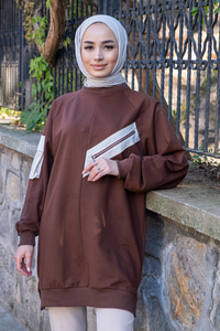 Uygun Fiyatlı FERMUAR DETAY SWEAT KAHVERENGI | Loccomoda.com 