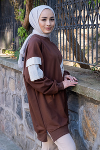 Uygun Fiyatlı FERMUAR DETAY SWEAT KAHVERENGI | Loccomoda.com 