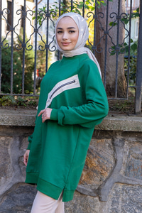 Uygun Fiyatlı FERMUAR DETAY SWEAT YESIL | Loccomoda.com 