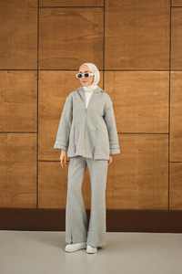 Fermuar Detaylı İkili Takım Gri