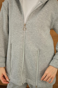 Fermuar Detaylı İkili Takım Gri