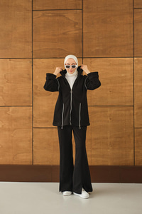 Fermuar Detaylı İkili Takım Siyah