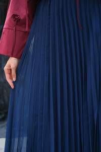 Fermuar Detaylı Şifon Etek Lacivert